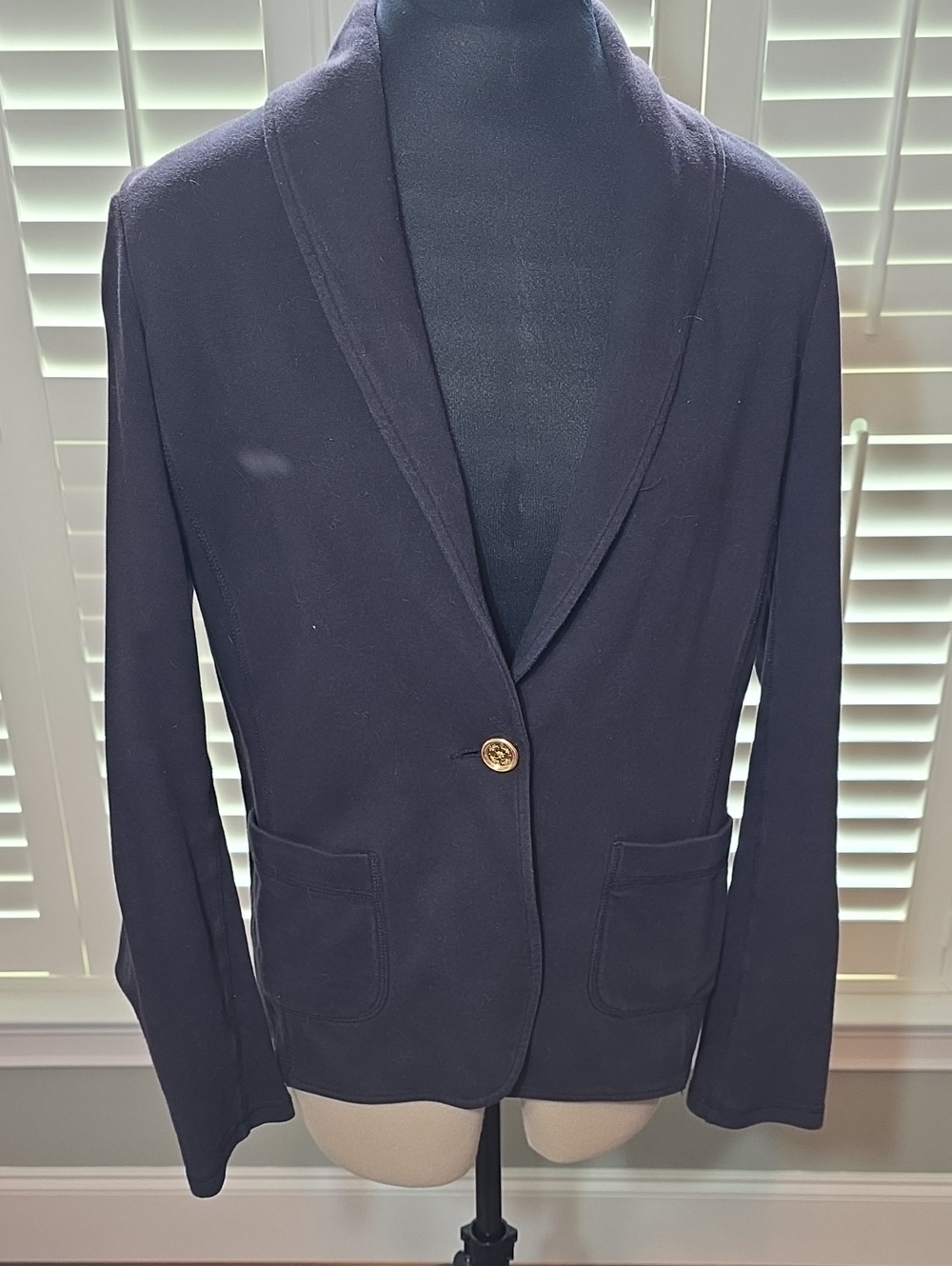 Lilly Pulitzer Knit Black Jacket with Gold Logo Button